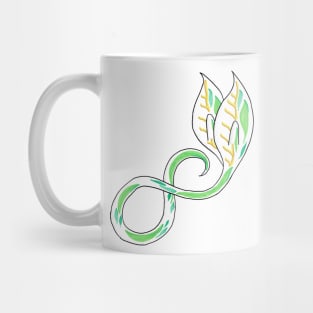 Green and Gold Infinity Seedling with Winged Leaves Mug